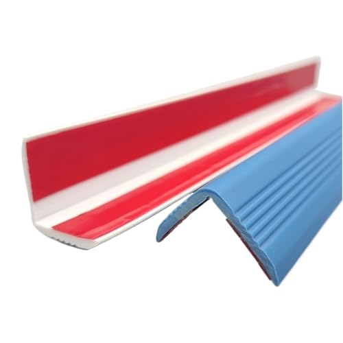 Gummi-Treppenstufen, L-förmige PVC-Treppenkanten, Rutschfester Selbstklebender Tischkantenschutz, Stufenkantenleisten für Drinnen und Draußen(Blue,3.5x1000cm/1.4x394in) von RTTZBOZ