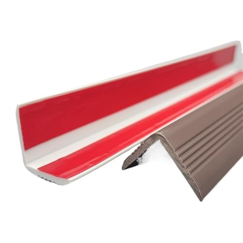 Gummi-Treppenstufen, L-förmige PVC-Treppenkanten, Rutschfester Selbstklebender Tischkantenschutz, Stufenkantenleisten für Drinnen und Draußen(Brown,3.5x1000cm/1.4x394in) von RTTZBOZ
