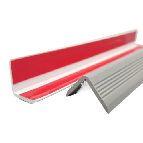 Gummi-Treppenstufen, L-förmige PVC-Treppenkanten, Rutschfester Selbstklebender Tischkantenschutz, Stufenkantenleisten für Drinnen und Draußen(Gray,3.5x500cm/1.4x197in) von RTTZBOZ