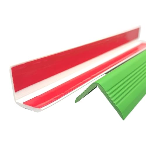 Gummi-Treppenstufen, L-förmige PVC-Treppenkanten, Rutschfester Selbstklebender Tischkantenschutz, Stufenkantenleisten für Drinnen und Draußen(Green,2.5x1000cm/1x394in) von RTTZBOZ
