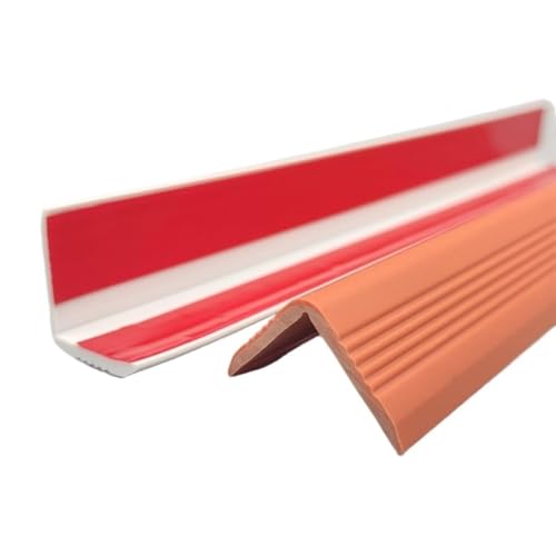 Gummi-Treppenstufen, L-förmige PVC-Treppenkanten, Rutschfester Selbstklebender Tischkantenschutz, Stufenkantenleisten für Drinnen und Draußen(Orange,2.5x500cm/1x197in) von RTTZBOZ