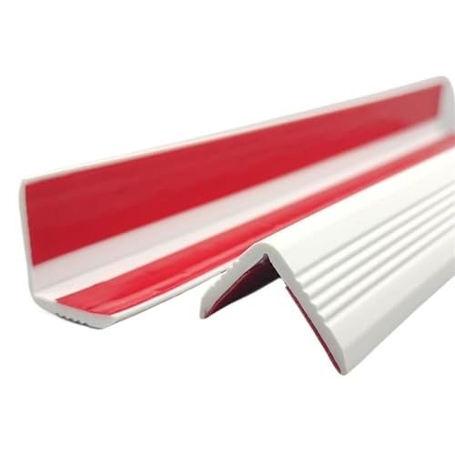Gummi-Treppenstufen, L-förmige PVC-Treppenkanten, Rutschfester Selbstklebender Tischkantenschutz, Stufenkantenleisten für Drinnen und Draußen(White,4x1000cm/1.6x394in) von RTTZBOZ