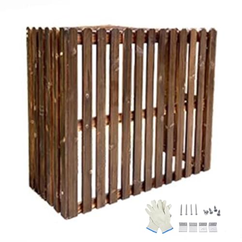 Holzzaun Abdeckung Klimaanlage Außengerät, Sichtschutz für den Außenbereich mit 4 Abdeckungsplatten, für Dekorative AC-Geräte im Garten(83x35x70cm/33x14x28in) von RTTZBOZ