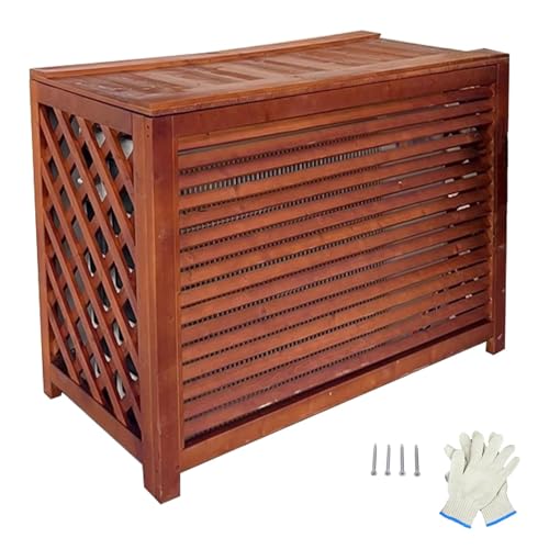 Klimaanlagenzaun aus Holz, Sichtschutzzaunelemente für den Außenbereich, Mit Dachlagerung Verfügbar, 4 Elemente, Dekorativer Garten(80x35x60cm/31x14x24in) von RTTZBOZ