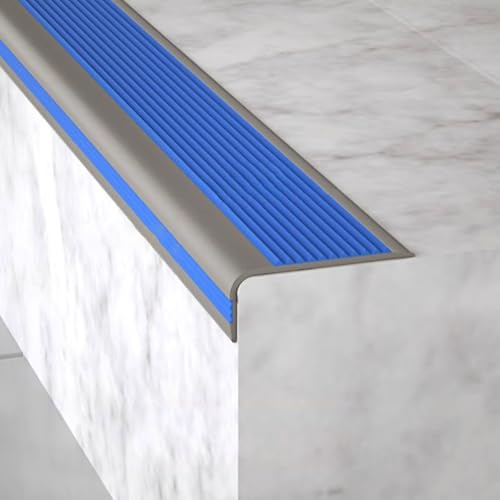 L-förmige Treppenkantenprofil Selbstklebend, Treppenstufenkanten Aus Gummi, Stufenkantenschutz für den Außen-und Innenbereich, Rutschfest(Blue,100cm/3.2ft) von RTTZBOZ