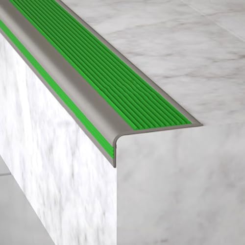 L-förmige Treppenkantenprofil Selbstklebend, Treppenstufenkanten Aus Gummi, Stufenkantenschutz für den Außen-und Innenbereich, Rutschfest(Green,90cm/3ft) von RTTZBOZ