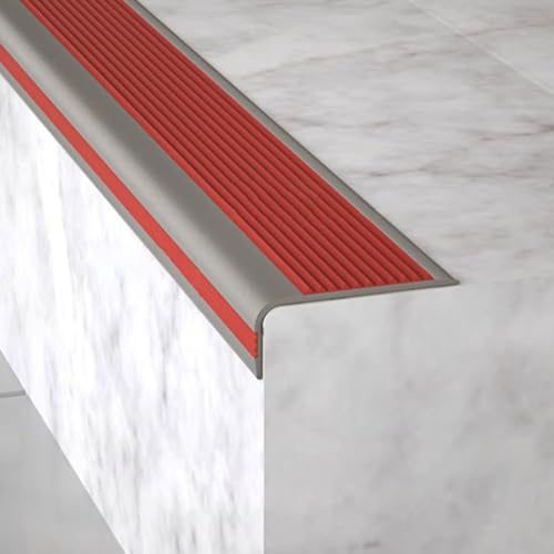 L-förmige Treppenkantenprofil Selbstklebend, Treppenstufenkanten Aus Gummi, Stufenkantenschutz für den Außen-und Innenbereich, Rutschfest(Red,120cm/3.9ft) von RTTZBOZ