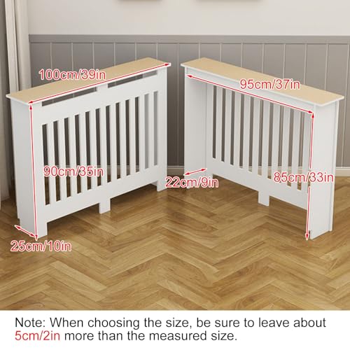 Moderne Heizkörperabdeckung, Heizkörperabdeckung Heizschrank, Verstecken von Überladenen Rohren, Vertikale Lamellen, für Dekoratives Wohnzimmer(100x90x25cm/39x35x10in) von RTTZBOZ