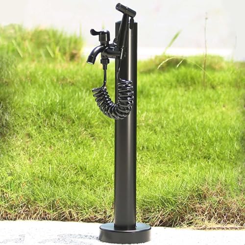 RTTZBOZ Edelstahl Zylindrische Wassersäule für den Garten für Den Garten mit Wasserhahn und Spritzpistole, Schwarzer Frostschutz-Außenhahn für Bewässerung, Waschen(95cm/37in) von RTTZBOZ