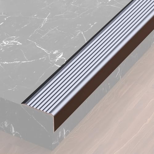 Rutschfeste Treppenkanten aus Aluminiumlegierung, Selbstklebender Treppenkantenschutz aus Metall, für den Innen- und Außenbereich, Gegen Kratzer(Gray,150cm/4.9ft) von RTTZBOZ