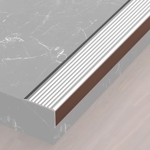 Rutschfeste Treppenkanten aus Aluminiumlegierung, Selbstklebender Treppenkantenschutz aus Metall, für den Innen- und Außenbereich, Gegen Kratzer(Silver,150cm/4.9ft) von RTTZBOZ