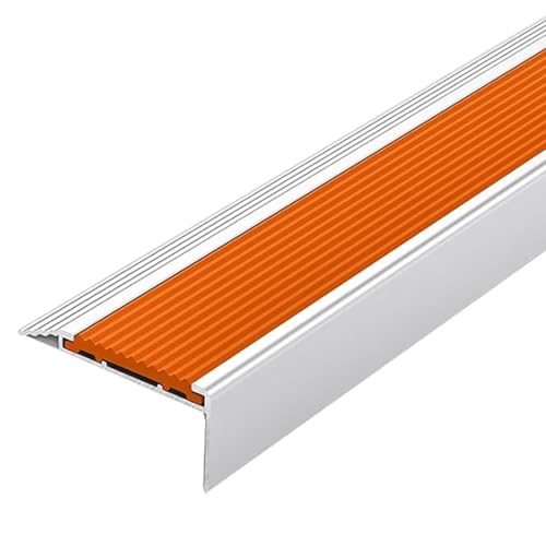Rutschfeste Treppenkanten aus Aluminiumlegierung, Trittstufen aus Gummi, Treppenkantenschutz, für den Innen- und Außenbereich, Zuhause(Orange,4.5x100cm/1.6x39in) von RTTZBOZ