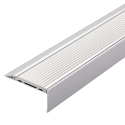 Rutschfeste Treppenkanten aus Aluminiumlegierung, Trittstufen aus Gummi, Treppenkantenschutz, für den Innen- und Außenbereich, Zuhause(White,6x100cm/2.4x39in) von RTTZBOZ