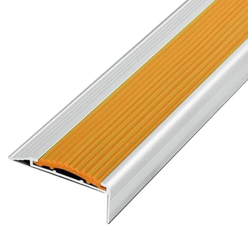 Rutschfeste Treppenkanten aus Aluminiumlegierung, Trittstufen aus Gummi, Treppenkantenschutz, für den Innen- und Außenbereich, Zuhause(Yellow,6x100cm/2.4x39in) von RTTZBOZ