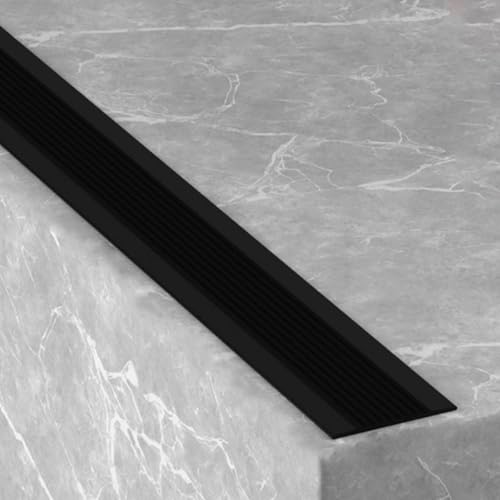 Treppenkantenprofil Außenbereich, Treppenkantenschutz, Rutschfeste Stufenstufen, Wasserdicht und Selbstklebend für Zuhause, Restaurants(Black,5cm/2in) von RTTZBOZ