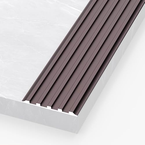 Treppenkantenschutz aus Metall, Treppenkantenprofil Selbstklebend, Wasserdicht, Rutschfest, Stufenkanten-Zierleisten für Drinnen und Draußen(Brown,150cm/4.9ft) von RTTZBOZ