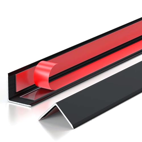 Treppenkantenverkleidung aus Metall, Treppenkantenschutz, Selbstklebender Treppenkantenschutz aus Aluminium, L-förmiger Eckenschutz, für den Innen(Black,3x120cm/1.2x47in) von RTTZBOZ