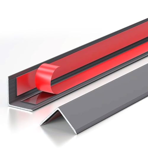 Treppenkantenverkleidung aus Metall, Treppenkantenschutz, Selbstklebender Treppenkantenschutz aus Aluminium, L-förmiger Eckenschutz, für den Innen(Gray,2.5x150cm/1x59in) von RTTZBOZ