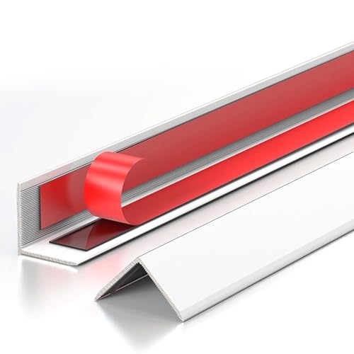Treppenkantenverkleidung aus Metall, Treppenkantenschutz, Selbstklebender Treppenkantenschutz aus Aluminium, L-förmiger Eckenschutz, für den Innen(White,2x100cm/0.8x39in) von RTTZBOZ