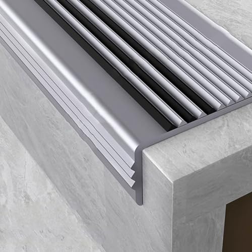 Treppenstufen aus Gummi, Rutschfester Treppenkantenschutz, Wasserdicht und Selbstklebend für Zuhause, Restaurants, Einkaufszentren, Schulen(Gray,120cm/3.9ft) von RTTZBOZ