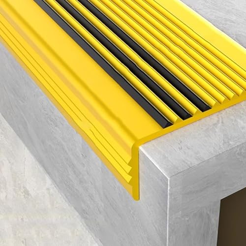 Treppenstufen aus Gummi, Rutschfester Treppenkantenschutz, Wasserdicht und Selbstklebend für Zuhause, Restaurants, Einkaufszentren, Schulen(Yellow,150cm/4.9ft) von RTTZBOZ