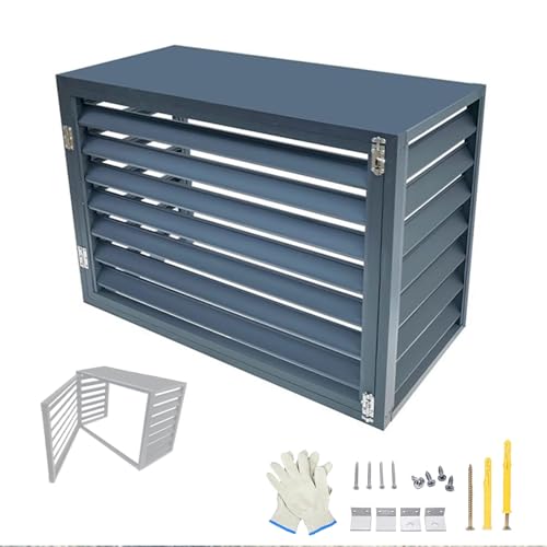 Verkleidung Klimaanlage Außengerät, 4 Paneele mit Dachlagerung Verfügbar, Aluminiumlegierung, Sichtschutzzaun für den Außenbereich, Terrasse(110x60x80cm/43x24x31in) von RTTZBOZ