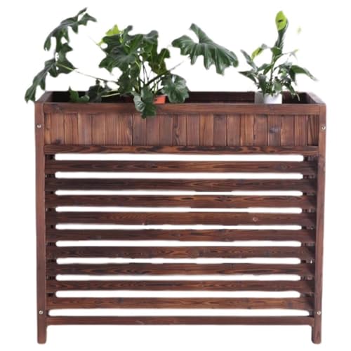 Verkleidung Klimaanlage Außengerät, Sichtschutzzaunpaneele aus Holz für den Außenbereich mit Dachaufbewahrung Verfügbar, für Dekorativen Garten(101x43x94cm/40x17x37in) von RTTZBOZ