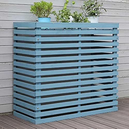 Verkleidung Klimaanlage Außengerät, Sichtschutzzaunpaneele für den Außenbereich, Lamellengitter-Zaun für Klimaanlagen mit 4 Paneelen(Blue,85x35x85cm/33x14x33in) von RTTZBOZ