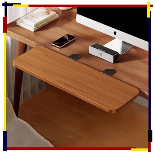 RTVGNSZSJL 60x20cm Faltbar Schreibtisch Extender, Ergonomische Schreibtisch Erweiterung, Klemm Tastaturablage, 90° Klappbar, Modern, Weiß(Teak) von RTVGNSZSJL