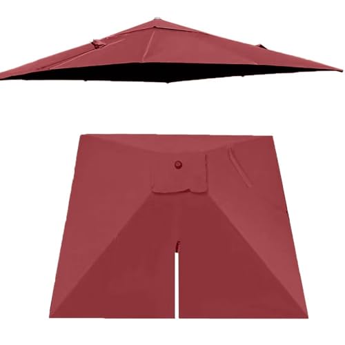 RTVGNSZSJL Ampelschirm Ersatztuch 3x3m Quadratisch Sonnenschirm Ersatztuch 8 Rippen Terrassenschirm Ersatzstoff 2.5x2.5m Großer Marktschirm Ersatzdach(Burgundy,3x3m (10'x10')) von RTVGNSZSJL