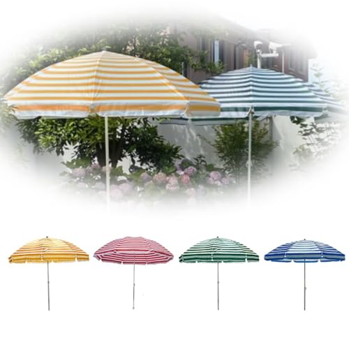 RTVGNSZSJL Runder Strandschirm 2m 2.2m 2.5m Sonnenschutz Gartenschirm Wasserdicht Markschirm Grüner Sonnenschirm Für Terrasse Pool Strand(Yellow,2.2m/7ft) von RTVGNSZSJL