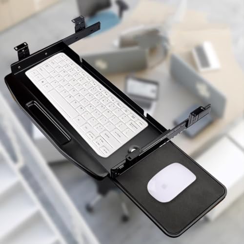 RTVGNSZSJL Stahl Tastaturablage Tastaturschubladen Zur Montage Unter Dem Schreibtisch Ausziehbare Tastaturschublade Mausplattform & Einschübe(Black 2) von RTVGNSZSJL
