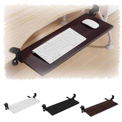 RTVGNSZSJL Tastaturablage Unter Dem Schreibtisch Ausziehbare Tastaturauszug Mit 45° Verstellbarer C-Klemme Drehbarer Ergonomischer Tastaturständer Für Zuhause，Büro(Black,65x25cm/26x10in) von RTVGNSZSJL