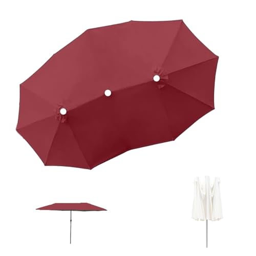 RTVGNSZSJL Terrassenschirm Ersatz Abdeckung 460cm 12 Rippen Doppelsonnenschirm Ersatzbezug Gartenschirm Ersatzabdeckun Marktschirm Ersatzdach(Burgundy) von RTVGNSZSJL