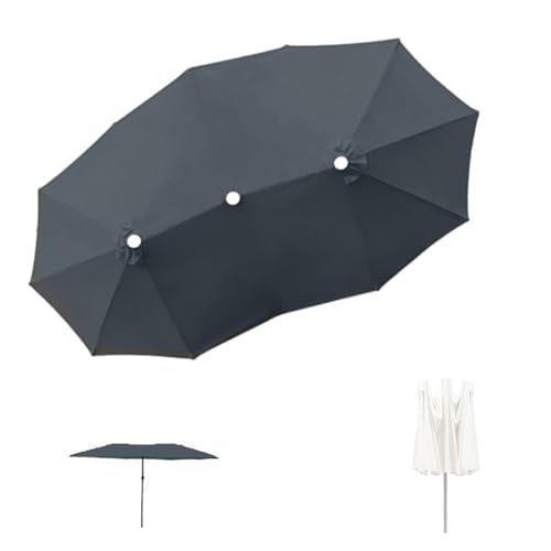 RTVGNSZSJL Terrassenschirm Ersatz Abdeckung 460cm 12 Rippen Doppelsonnenschirm Ersatzbezug Gartenschirm Ersatzabdeckun Marktschirm Ersatzdach(Grey) von RTVGNSZSJL
