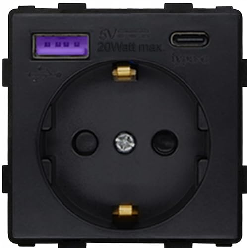 Steckdoseneinsatz 230V schwarz FastCharge USB AC RTX SH von RTX