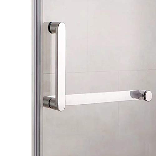 RTY-BY Duschtürgriffe Duschtürknopf Zuggriffknopf Duschtürgriffknopf poliert massiv Edelstahl Griff Duschwand Runde Badezimmer-Türknauf, Chrom poliert (Size : 185mm+385mm) von RTY-BY
