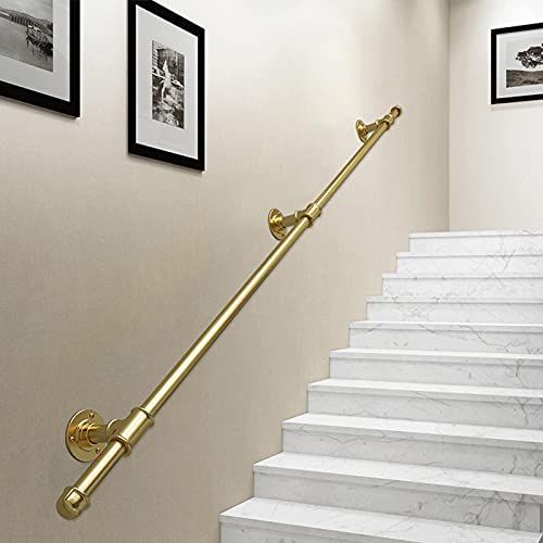 Treppen Stange Gold, 1m 1,5m 2m 2,5m 3m Tube Matt Rundes Geländer Treppenhausgeländer Brüstung Kit Wandhalterung Wandhandlauf Wand Treppe Handläufe Haltegriff Balustrade (Size : 120cm) von RTY-BY
