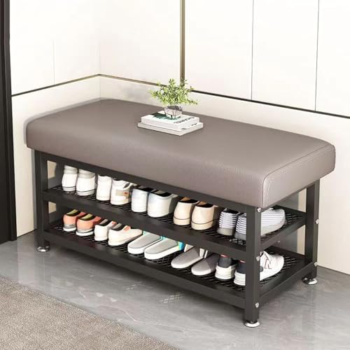 RTYHN Flur Schuhbank Stahlgestell Polsterbank 3 Ebenen Eingangsbereich Schuhregal Bank mit Sitzkissen Garderobenbank für Wohnzimmer RTYHN Flur Schuhbank Stahlgestell Polsterbank 3 Ebenen Eingangsbereich Schuhregal Bank mit Sitzkissen Garderobenbank für Wohnzimmer von RTYHN