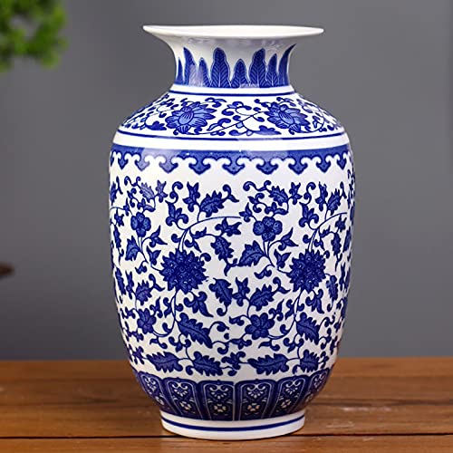 RTYHN Handgemachte Vase,Chinesische Blaue und WeißE Porzellanvase,Dekorative Vase,China Ming-Stil,Höhe 23cm von RTYHN