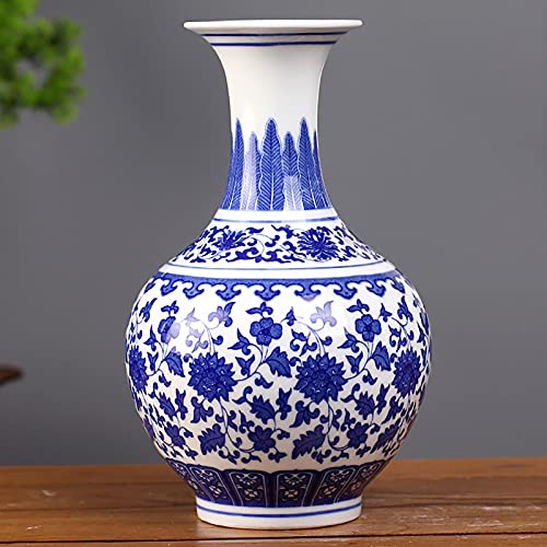 RTYHN Handgemachte Vase,Chinesische Blaue und WeißE Porzellanvase,Dekorative Vase,China Ming-Stil,Höhe 23cm von RTYHN