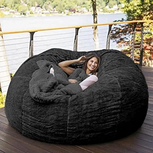RTYHN Klassischer Sitzsack aus Kunstpelz, Sitzsäcke für Erwachsene,Runder Sitzsack-Sofabezug (Keine Polsterung) von RTYHN