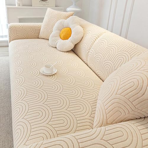 RTYHN Stretch Sofabezug Samt Sofa Überzug 1 Stück Universelle Couchbezug für Ecke L-Form 1 2 3 4 5 Sitzer Möbelschutz mit Elastischen Boden von RTYHN