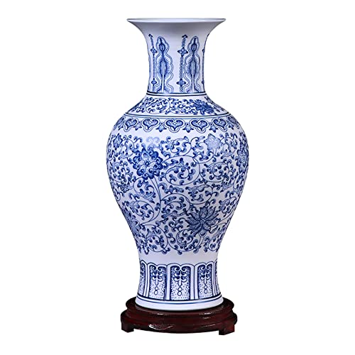 RTYHN Traditionelle Chinesische Porzellan Vase,Handgefertigte Dekorative Vase,Keramik Vasen,China Ming-Stil,Höhe 34cm von RTYHN