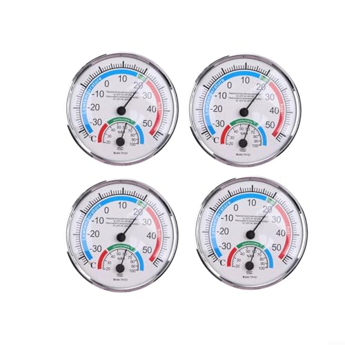 4-teiliges Innenthermometer-Hygrometer, analog, 2-in-1, Temperatur- und Feuchtigkeitsmonitor, Messgerät, wandmontiertes Zeigerthermometer for die Wand im Homeoffice, keine Batterie erforderlich, 12 cm 4-teiliges Innenthermometer-Hygrometer, analog, 2-in-1, Temperatur- und Feuchtigkeitsmonitor, Messgerät, wandmontiertes Zeigerthermometer for die Wand im Homeoffice, keine Batterie erforderlich, 12 cm von RTYHNCBG