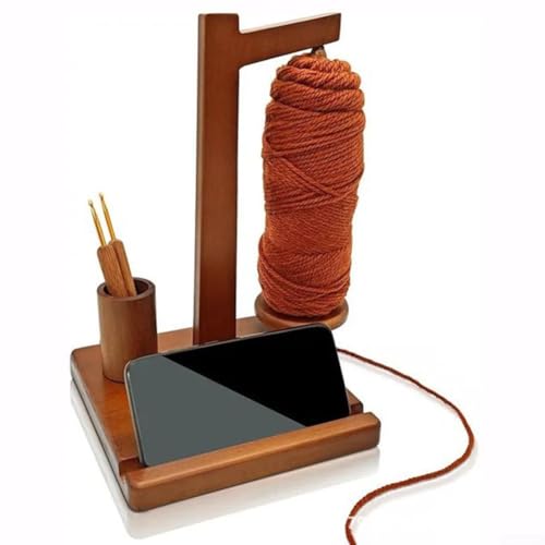 Garnhalter aus Holz for Häkeln und Stricken mit Telefonständer, Garnhalter for Häkeln und Stricken, magnetischer Garnhalter-Spinner, ideales Geschenk for Häkelliebhaber () () von RTYHNCBG