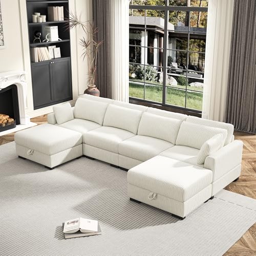RTYUSWL 4 Sitzer Sofa mit 2 Polsterhocker,Sofas & Couches,Sofa mit Schlaffunktion,Modulares Sofas,Kleines für Jugendzimmer,Couch mit Breite Armlehnen für Wohnzimmer Schlafzimmer von RTYUSWL