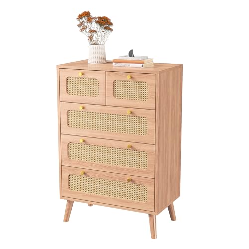 RTYUSWL Rattan Sideboard mit 5 Schubladen,60x34x91cm,Kommodenschrank für Schlafzimmer,Aufbewahrungskommode,Highboard,Sideboard mit Schubladen,kommode Schmal,Modern Schrank für Wohnzimmer Flur RTYUSWL Rattan Sideboard mit 5 Schubladen,60x34x91cm,Kommodenschrank für Schlafzimmer,Aufbewahrungskommode,Highboard,Sideboard mit Schubladen,kommode Schmal,Modern Schrank für Wohnzimmer Flur von RTYUSWL