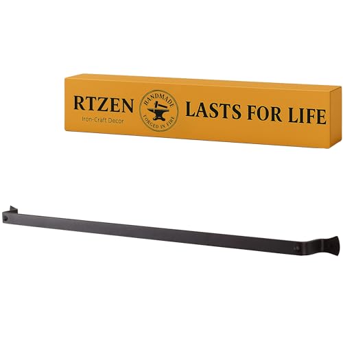 RTZEN Farmehouse Badezimmer-Handtuchhalter, Schmiedeeisen, Mattschwarz, Wandhalterung, Heimdekoration, Küchenhandtuchhalter, handgefertigte Stange (66 cm, passend für 61 cm große Handtücher) von RTZEN