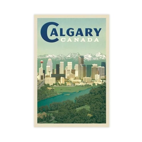 RUADK Kanada Calgary-Skyline Vintage-Reiseposter auf Leinwand, Wandkunstdruck, Bild, Gemälde, 60 x 90 cm RUADK Kanada Calgary-Skyline Vintage-Reiseposter auf Leinwand, Wandkunstdruck, Bild, Gemälde, 60 x 90 cm von RUADK